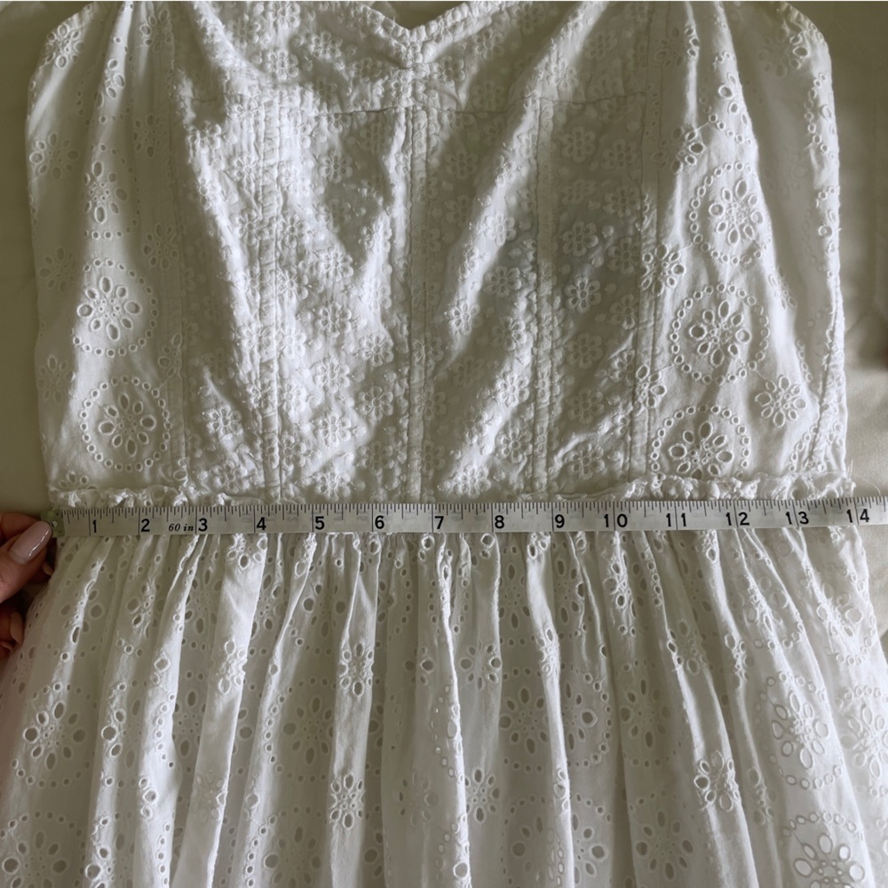 Vintage Ralph Lauren White Midi Eyelet Dress Size Small - Picture 8 of 8
